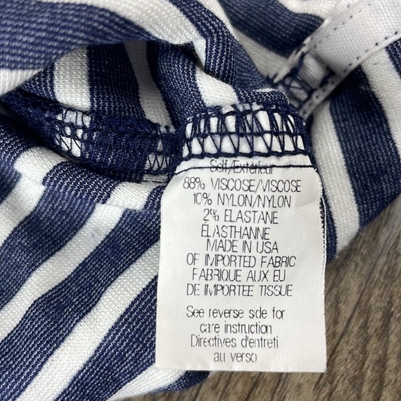 Theory Women’s Navy Blue And White Striped Long Sleeve Tee, size Small - Picture 7 of 8